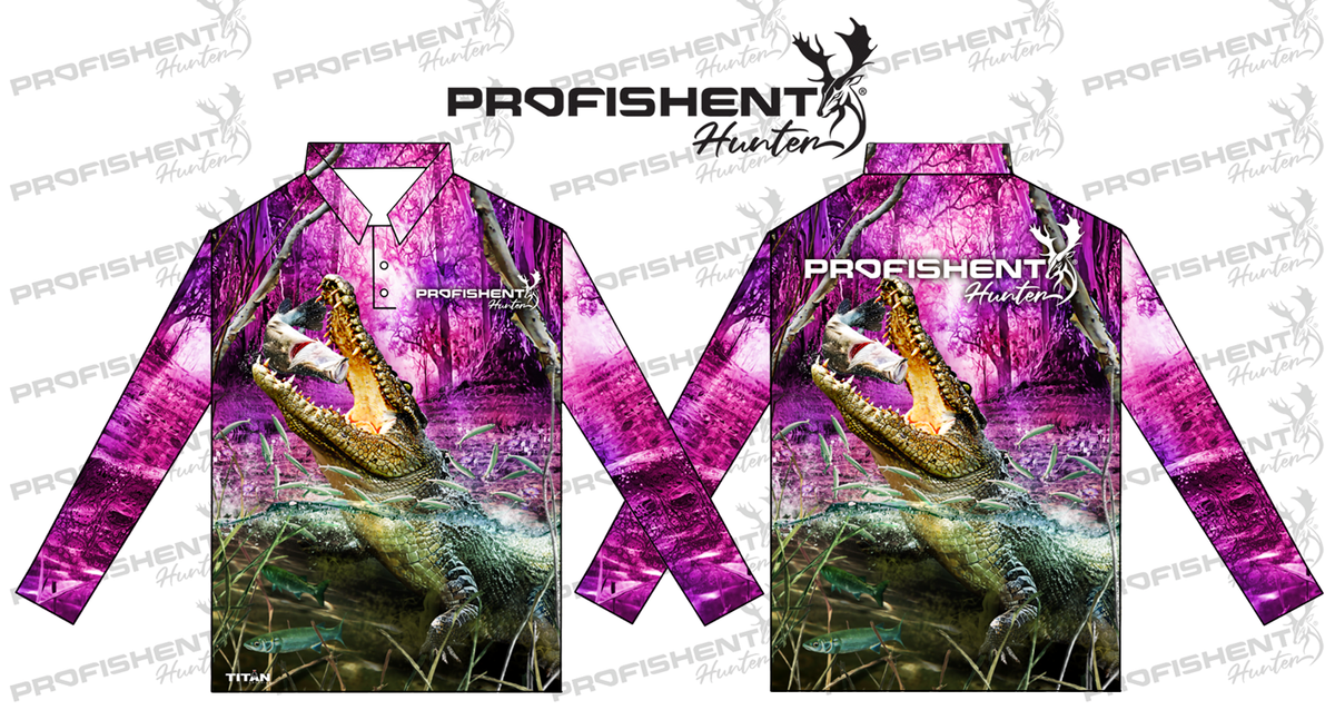 Profishent Kids Pink Crocodile Sublimated Long Sleeve Fishing Shirt –  Trellys