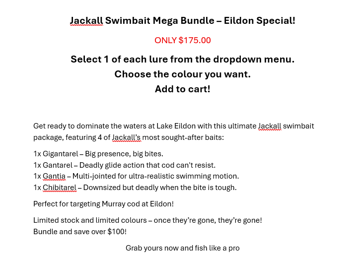 Jackall Swimbait Mega Bundle – Eildon Special!